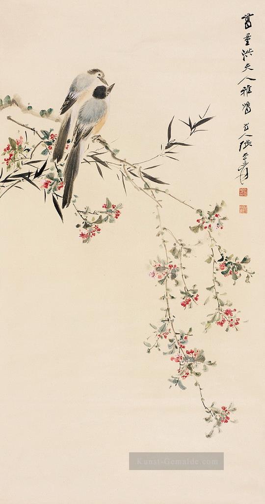 Chang dai chien Vögel auf floralen Ästen alte China Tintenvögel Ölgemälde